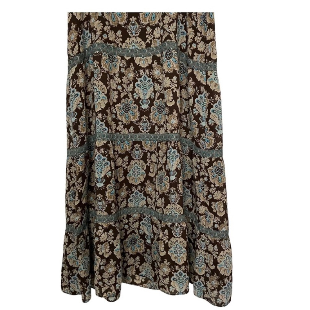 Ann Taylor LOFT Boho Floral Maxi Dress 0P | Brown Blue | Tiered Sundress | NWOT - Picture 11 of 12